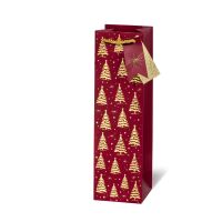 Weihnachten Weintasche Geschenktüte Golden trees...