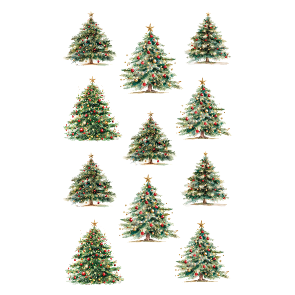 Weihnachtssticker Aufkleber Tannenbäume - 2 Bögen in der Packung 7,8 x 12,5cm Christmas-stickers