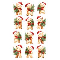 Weihnachtssticker Aufkleber Bären mit Tanne - 1...