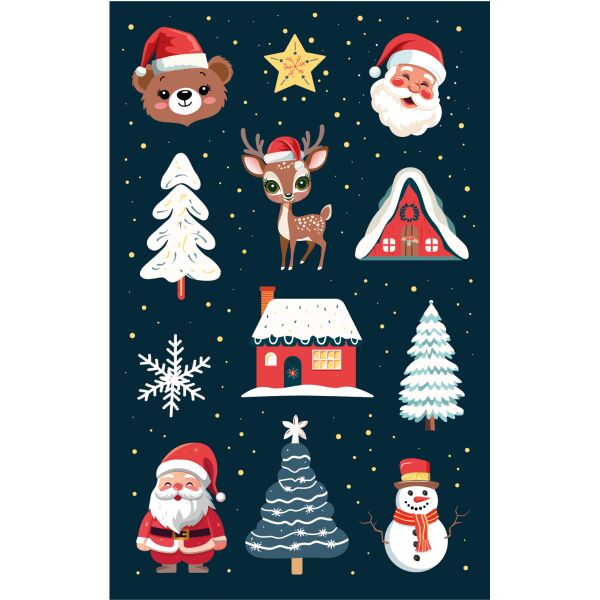Weihnachtssticker Aufkleber Weihnachtssymbole - 2 Bögen in der Packung 7,8 x 12,5cm Christmas-stickers