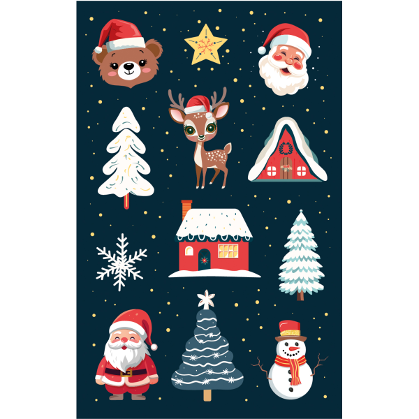 Weihnachtssticker Aufkleber Weihnachtssymbole - 2 Bögen in der Packung 7,8 x 12,5cm Christmas-stickers