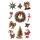 Weihnachtssticker Aufkleber Kranz Glocke Symbole Glitter irisierend - 1 Bogen in der Packung 7,8 x 12,5cm Christmas-stickers
