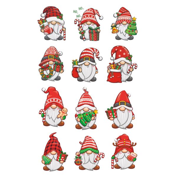 Weihnachtssticker Aufkleber Wichtel Gold-Effekte - 2 Bögen in der Packung 7,8 x 12,5cm Christmas-stickers