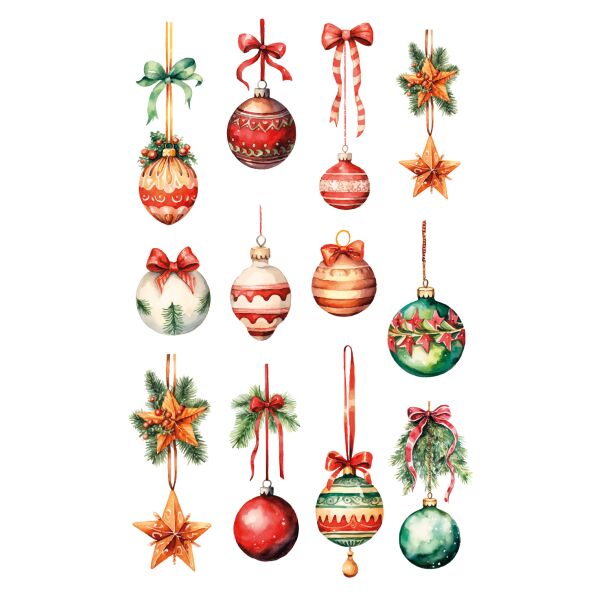 Weihnachtssticker Aufkleber Weihnachtskugeln - 2 Bögen in der Packung 7,8 x 12,5cm Christmas-stickers