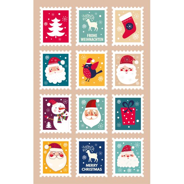 Weihnachtssticker Aufkleber Weihnachtsbriefmarken - 2 Bögen in der Packung 7,8 x 12,5cm Christmas-stickers