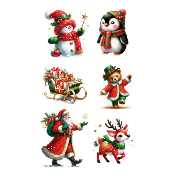 Weihnachtssticker Aufkleber Weihnachtssymbole - 1 Bogen in der Packung 7,8 x 12,5cm Christmas-stickers