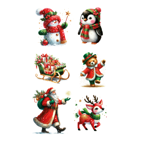 Weihnachtssticker Aufkleber Weihnachtssymbole - 1 Bogen in der Packung 7,8 x 12,5cm Christmas-stickers