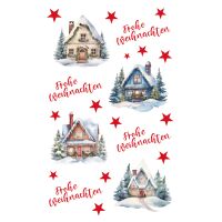 Weihnachtssticker Aufkleber Häuser Sterne Frohe...