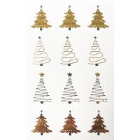 Weihnachtssticker Aufkleber Tannen Gold-Effekte - 1 Bogen...