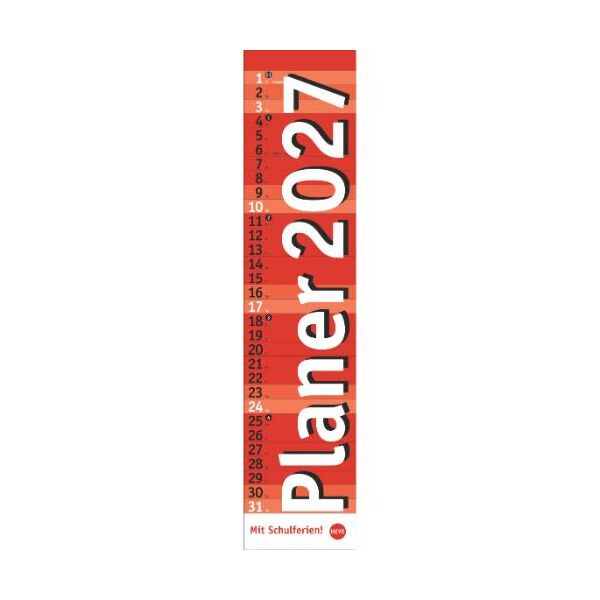 Kalender 2027 Langplaner, rot 11 X 49