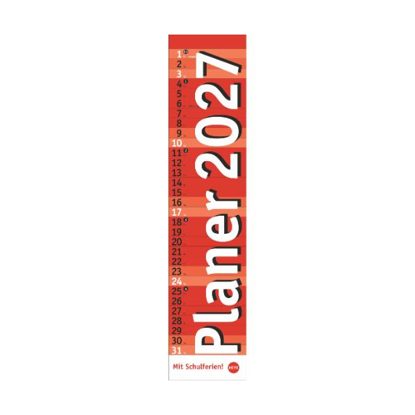 Kalender 2027 Langplaner, rot 11 X 49