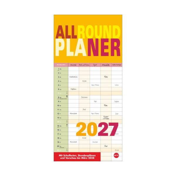 Kalender 2027 Allroundplaner bunt 21 X 45
