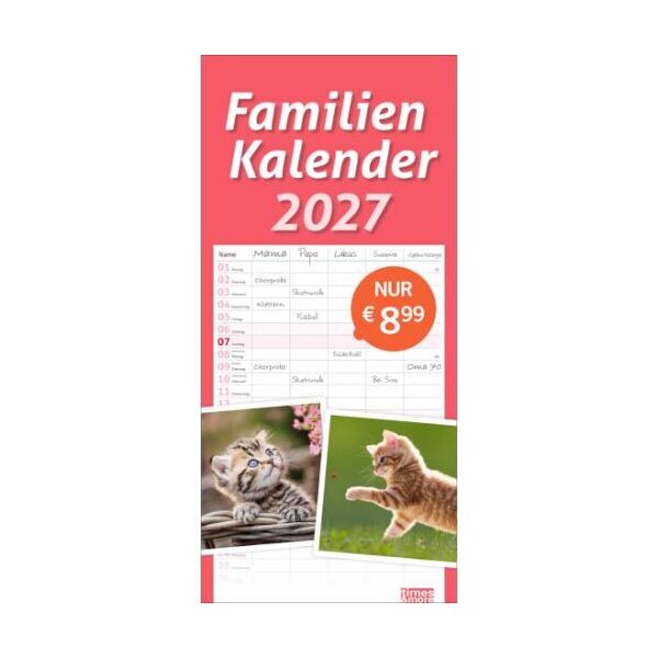 Kalender 2027 tm Katzen Familienplaner 21 X 45