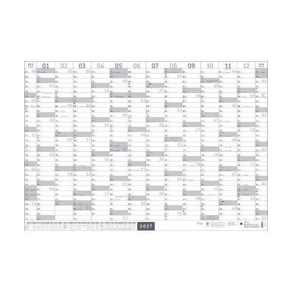 Kalender 2027 Mega-Posterplaner, silber 68 X 98