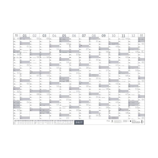 Kalender 2027 Mega-Posterplaner, silber 68 X 98