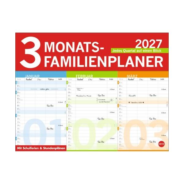 Kalender 2027 3-Monats-Familienplaner 44 X 34