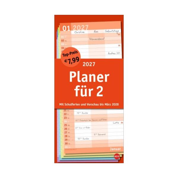 Kalender 2027 Basic Planer für zwei 21 X 45