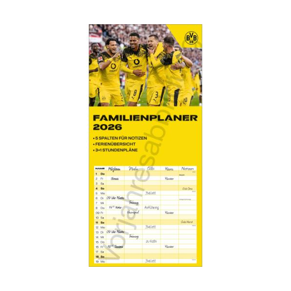 Kalender 2027 BVB Borussia Dortmund Familienplaner 21 X 45