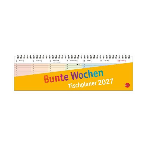 Kalender 2027 Bunte Wochen Wochenquerplaner 32,5 X 9,3