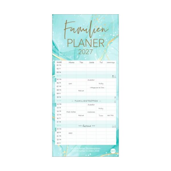 Kalender 2027 Watercolor Familienplaner 21 X 45