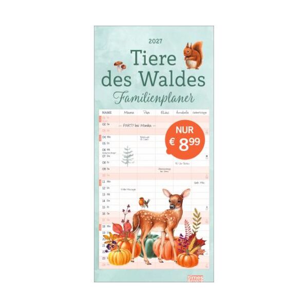 Kalender 2027 tm Tiere des Waldes Familienplaner 21 X 45