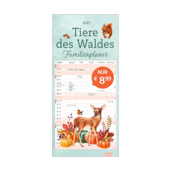 Kalender 2027 tm Tiere des Waldes Familienplaner 21 X 45