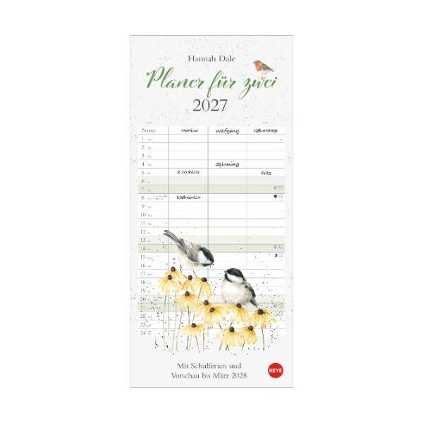 Kalender 2027 Hannah Dale Planer für zwei 16 X 34,7