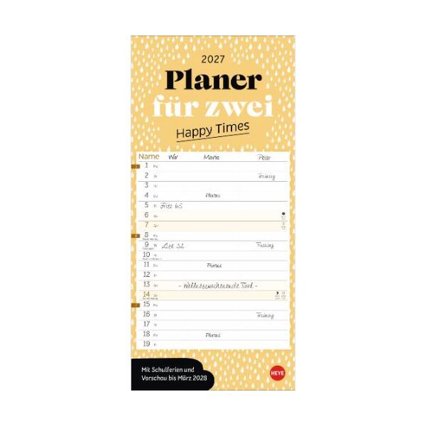 Kalender 2027 Deko-Slimplaner Happy Times 16 X 34,7