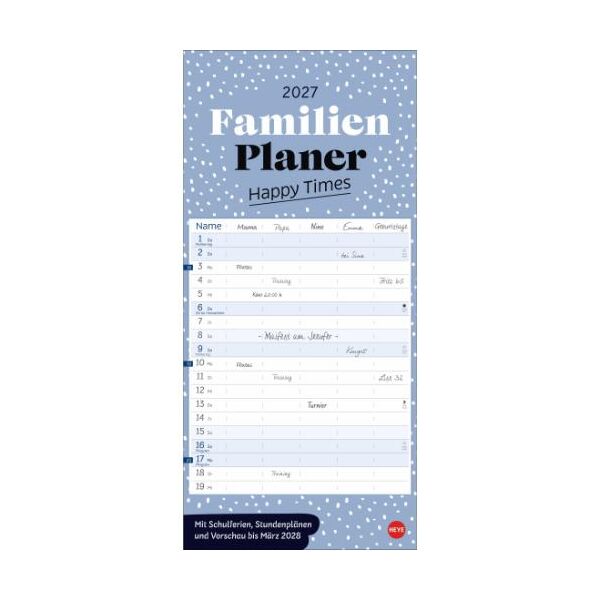 Kalender 2027 Deko-Familienplaner Happy Times 21 X 45