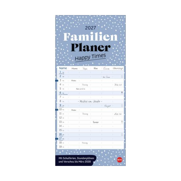 Kalender 2027 Deko-Familienplaner Happy Times 21 X 45