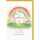 Kommunion Glückwunschkarte mit Briefumschlag Regenbogen Blumenwiese Kreuz herzliche Segenswünsche
