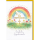 Kommunion Glückwunschkarte mit Briefumschlag Regenbogen Blumenwiese Kreuz herzliche Segenswünsche