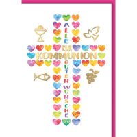Kommunion Glückwunschkarte mit Briefumschlag Kreuz...