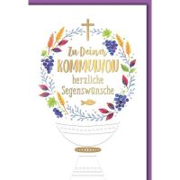 Kommunion Glückwunschkarte mit Briefumschlag Kranz...