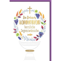 Kommunion Glückwunschkarte mit Briefumschlag Kranz...