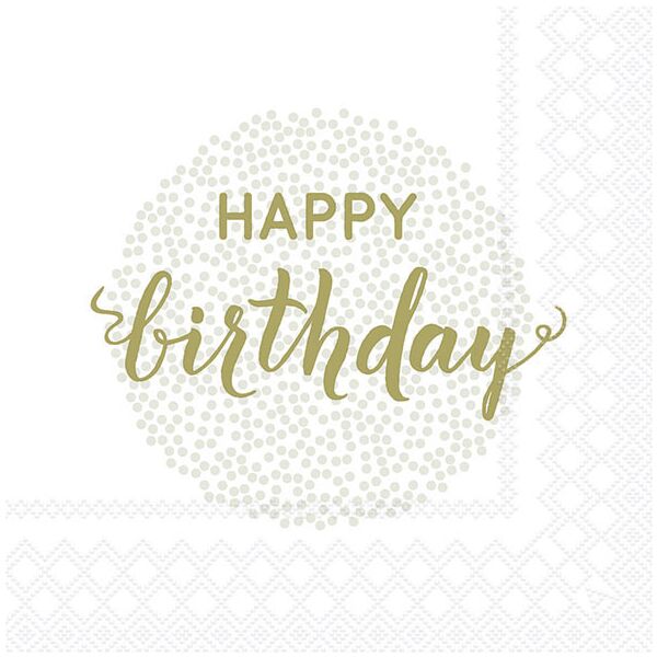 Servietten Lunch Birthday Dots Gold Happy Birthday gold mit Punkten Geburtstag 33x33cm 20 Servietten