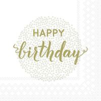 Servietten Lunch Birthday Dots Gold Happy Birthday gold...