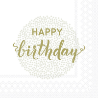 Servietten Lunch Birthday Dots Gold Happy Birthday gold...