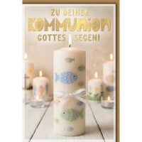 Kommunion Glückwunschkarte mit Briefumschlag Kerze...
