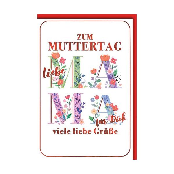Muttertag Glückwunschkarte mit Briefumschlag liebe MAMA mit Blumen für dich viele liebe Grüße