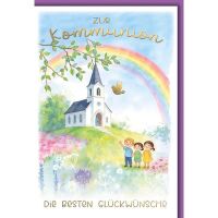 Kommunion Glückwunschkarte mit Briefumschlag Kirche...