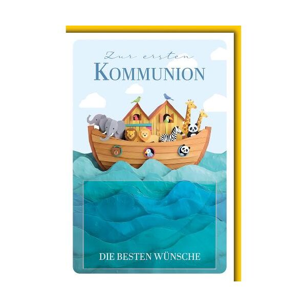 Kommunion Glückwunschkarte mit Briefumschlag Geldkarte Arche Noah zur ersten Kommunion