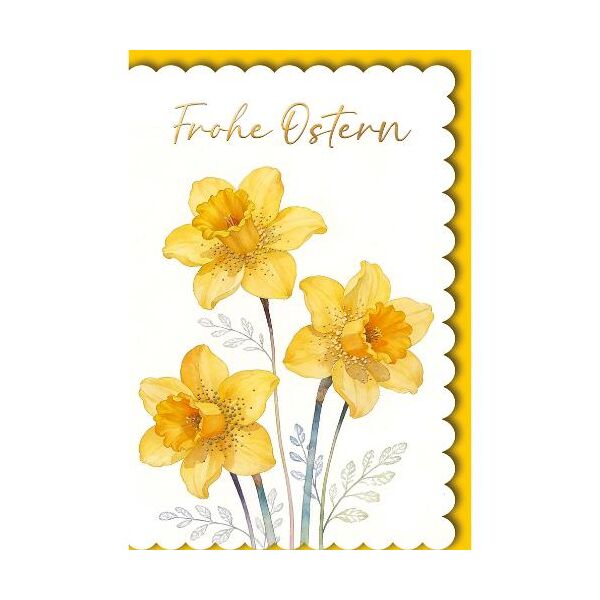 Ostern Grußkarte mit Briefumschlag Narzissen Osterglocken Frohe Ostern