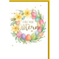 Ostern Grußkarte mit Briefumschlag Blumenkranz mit...