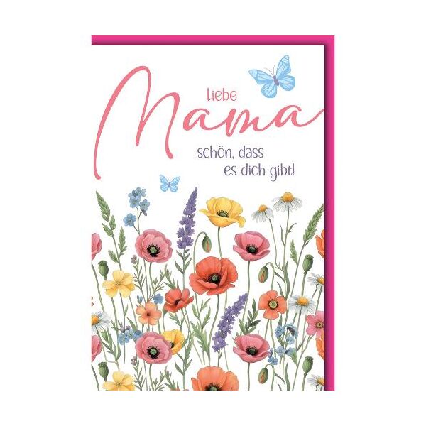 Muttertag Glückwunschkarte mit Briefumschlag Wildblumenwiese schön dass es dich gibt
