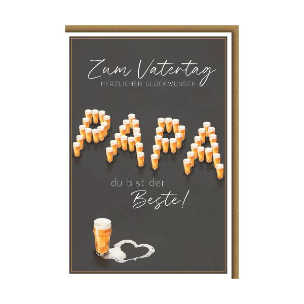 Vatertag Glückwunschkarte mit Briefumschlag Biergläser als "PAPA"