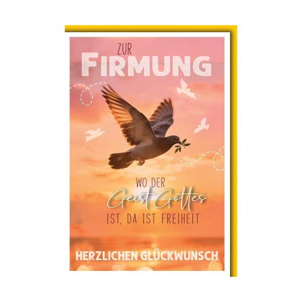 Firmung Glückwunschkarte mit Briefumschlag Taube mit Olivenzweig wo der Geist Gottes ist da ist Freiheit