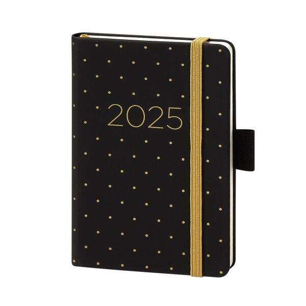 Sale Sonderpreis Kalender 2026 V-Book Buchkalender A6 Hardcover schwarz mit gold.Punkten UVP: 11,49
