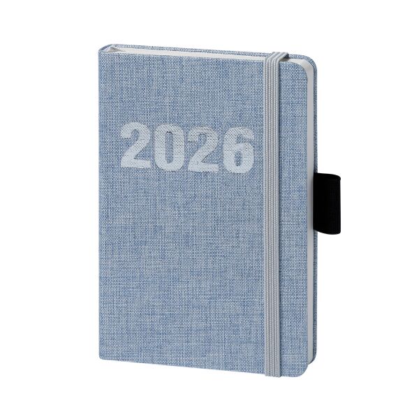 Sale Sonderpreis Kalender 2026 V-Book Buchkalender A6 Hardcover Leinen blau UVP: 11,49