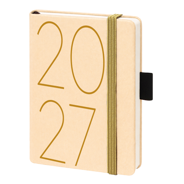 Kalender 2027 V-Book Buchkalender A6 Hardcover creme Zahl 2027